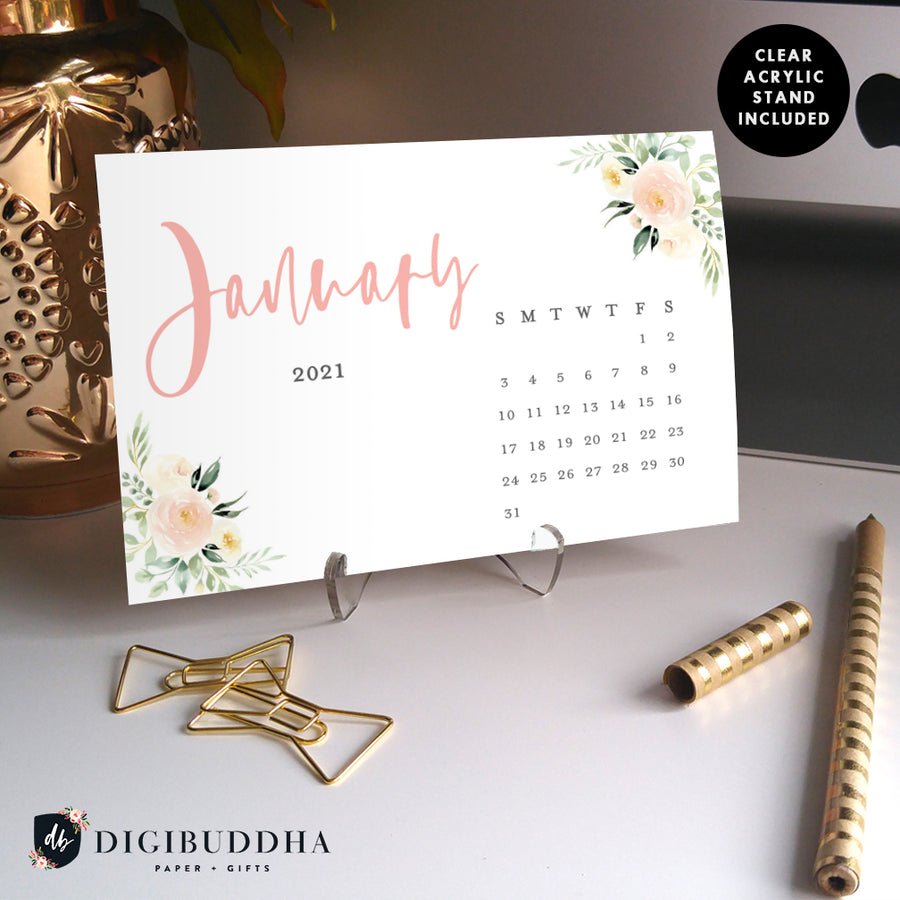 2021 Floral + Greenery Desk Calendar by Digibuddha | Coll. 2