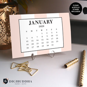 2020 Classic Blush Stripe Desk Calendar by Digibuddha | Coll. 21
