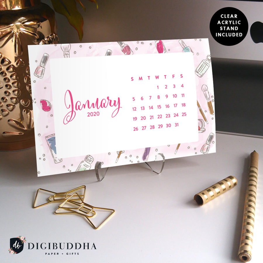 2020 Pink Makeup Desk Calendar by Digibuddha | Coll. 29