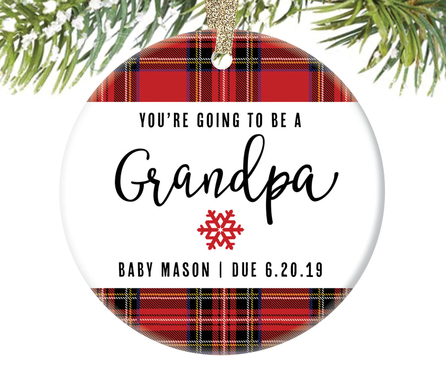 Pregnancy Announcement Ornament for Grandpa To Be, Personalized | 16