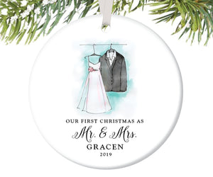 Mr and Mrs First Christmas Ornament, Personalized | 18
