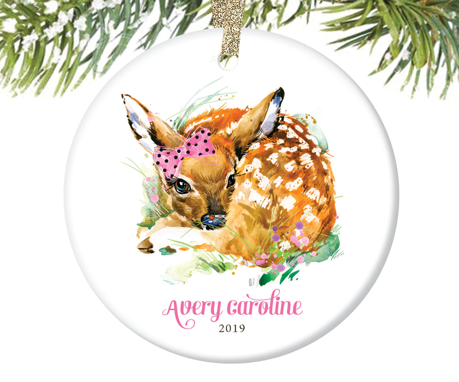 Baby Deer Christmas Ornament for Girls, Personalized | 86
