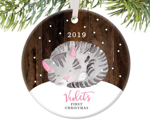 Kitten Ornament for Baby's First Christmas, Personalized | 113