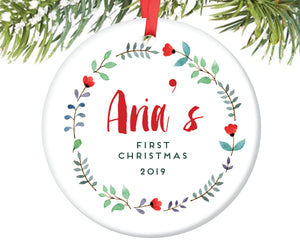 Baby Girl's First Christmas Ornament, Personalized | 120