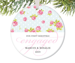 First Christmas Engaged Ornament, Personalized | 149