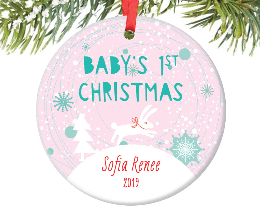Baby Girl's First Christmas Ornament, Personalized | 153
