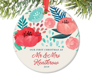 First Christmas as Mr and Mrs Ornament, Personalized | 154