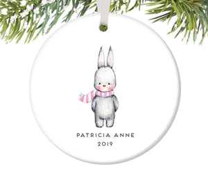 Bunny Christmas Ornament for Girls, Personalized | 159