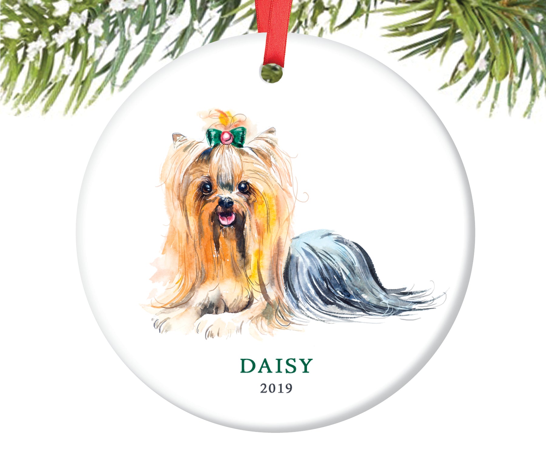 Personalized yorkie christmas clearance ornaments