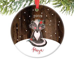Skunk Christmas Ornament for Girls, Personalized | 184