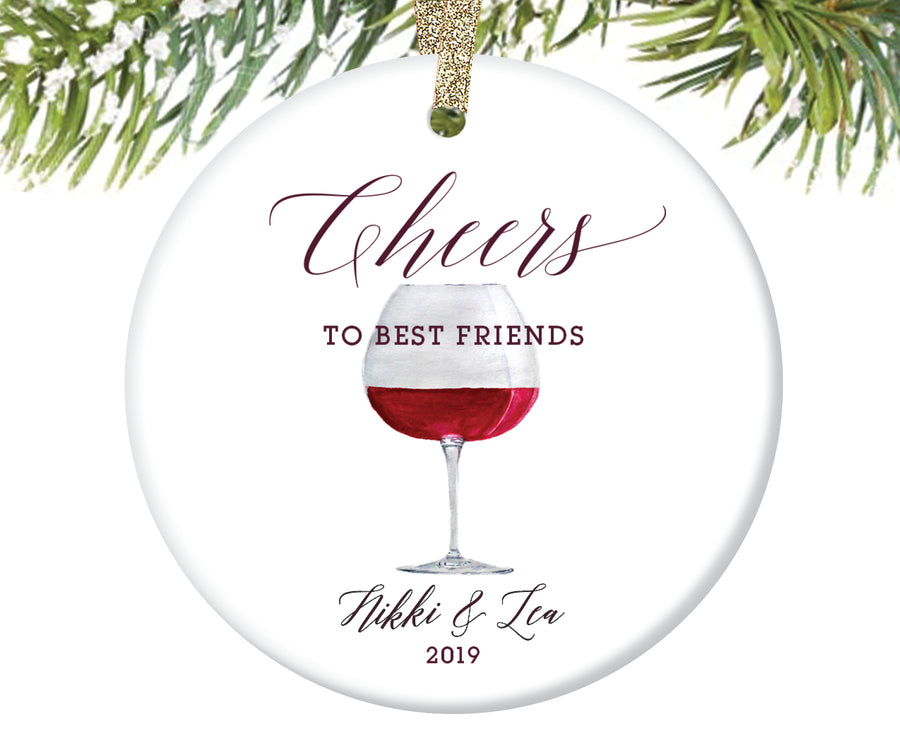 Cheers to Best Friends Christmas Ornament, Personalized | 188