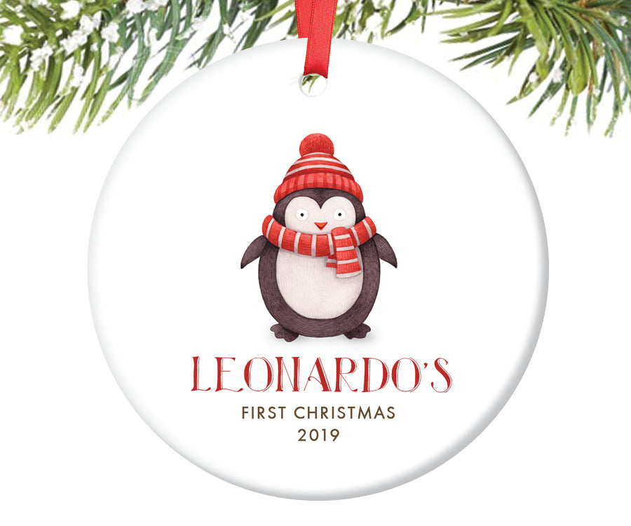 Baby's First Christmas Penguin Ornament, Personalized | 205