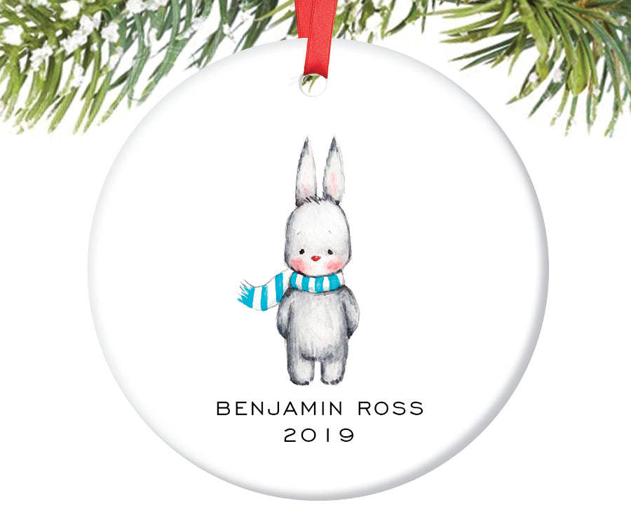 Bunny Christmas Ornament for Boys, Personalized | 211