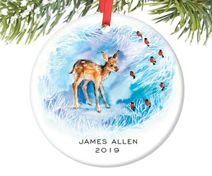 Baby Deer Christmas Ornament, Personalized | 216