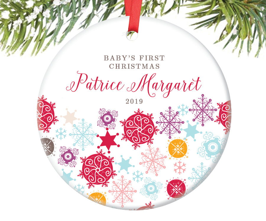 Baby Girl's First Christmas Ornament, Personalized | 217