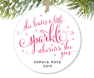 She Leaves A Little Sparkle Christmas Ornament for Girls, Personalized | 239
