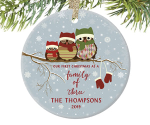 Family of Three Christmas Ornament, Personalized | 245