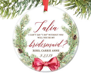 Bridesmaid Christmas Ornament Gift, Personalized | 246