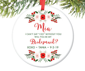 Bridesmaid Christmas Ornament Gift, Personalized | 249