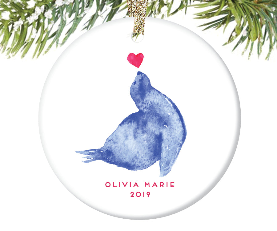Seal Christmas Ornament, Personalized | 264