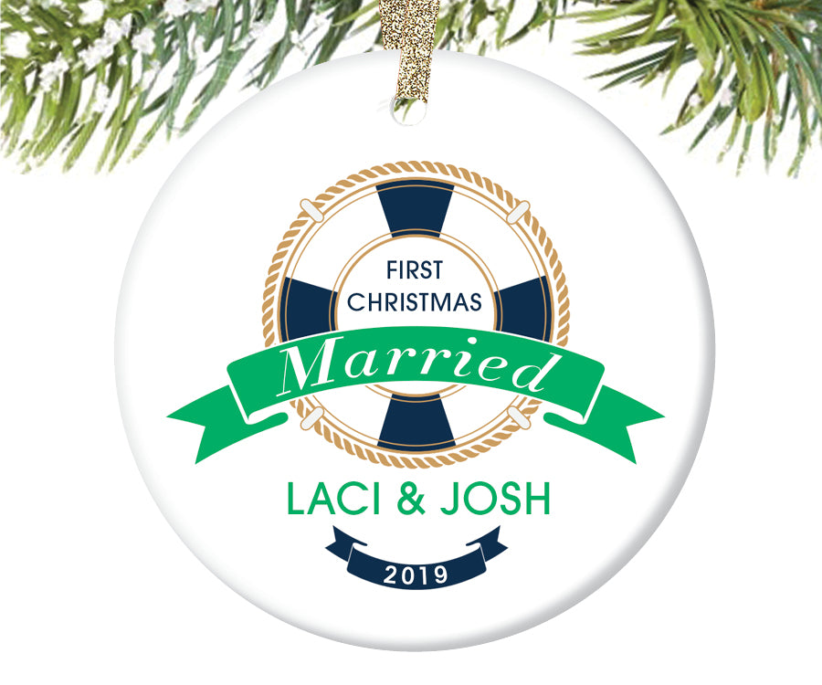 First Christmas Married Ornament, Personalized | 298