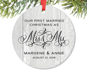 First Christmas as Mrs and Mrs Ornament, Personalized | 327
