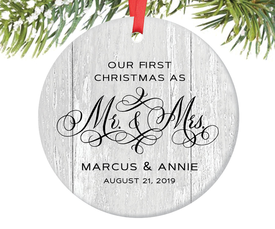 First Christmas as Mr and Mrs Ornament, Personalized | 328