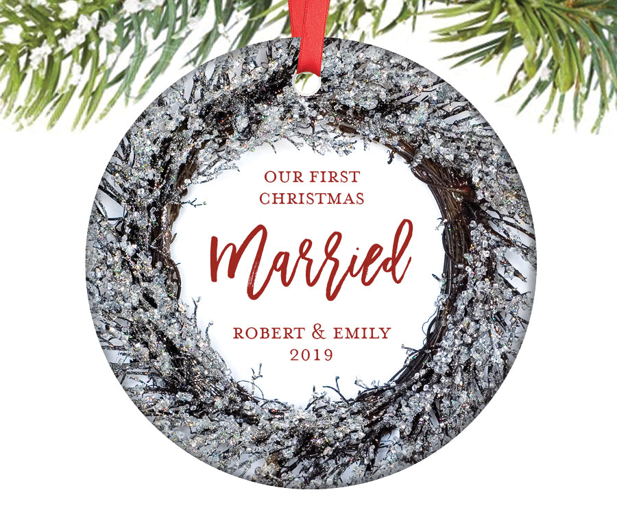 First Christmas Ornament Married, Personalized | 360