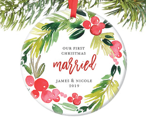 First Christmas Married Ornament, Personalized | 368