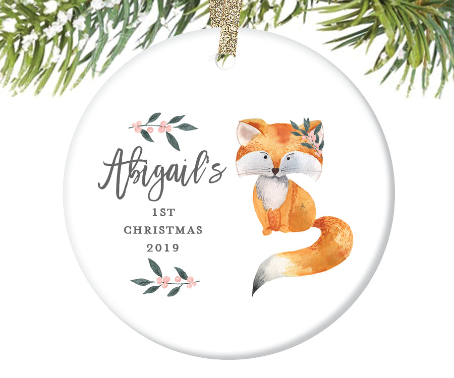 Baby Girl's First Christmas Ornament, Personalized | 379