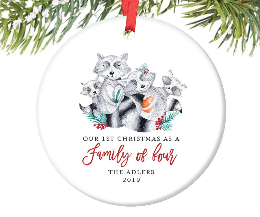 1st Christmas as a Family of Four Ornament, Personalized | 384