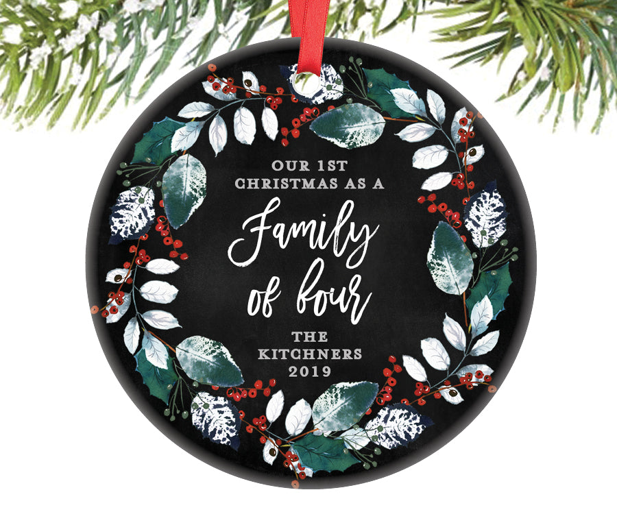 Family of Four Christmas Ornament, Personalized | 385
