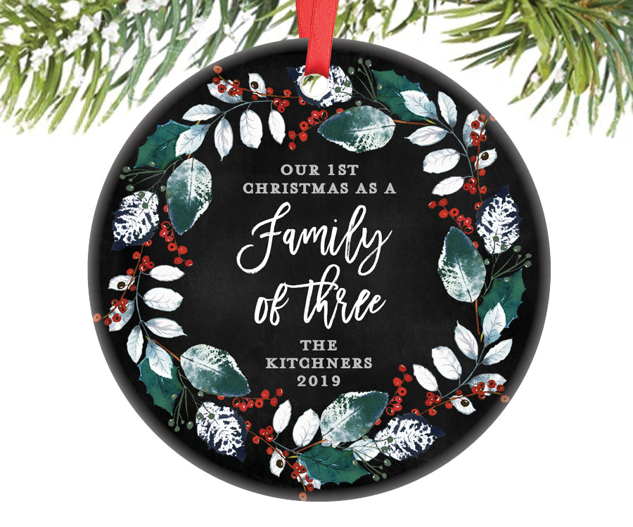 Family of Three Christmas Ornament, Personalized | 386