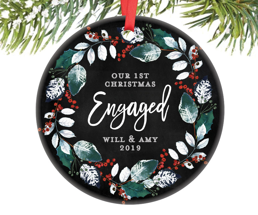 1st Christmas Engaged Ornament, Personalized | 388