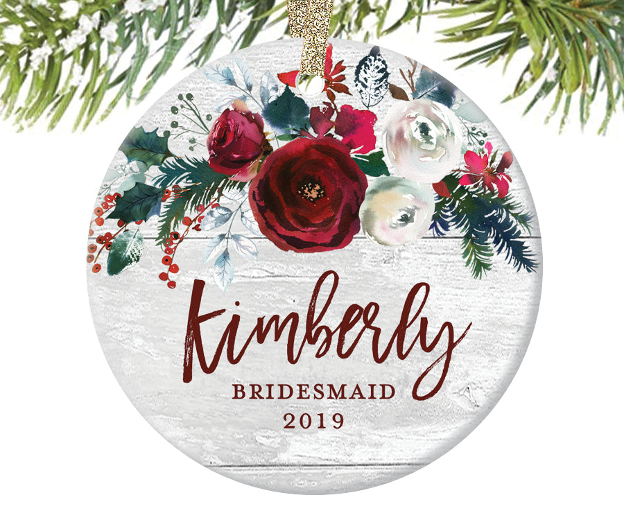 Bridesmaid Christmas Ornament, Personalized | 394