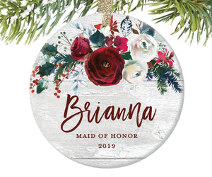 Maid of Honor Christmas Ornament, Personalized | 395