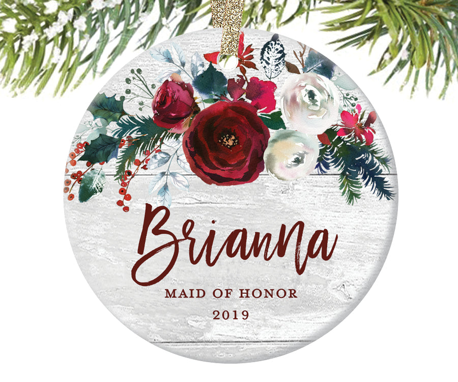 Maid of Honor Christmas Ornament, Personalized | 395