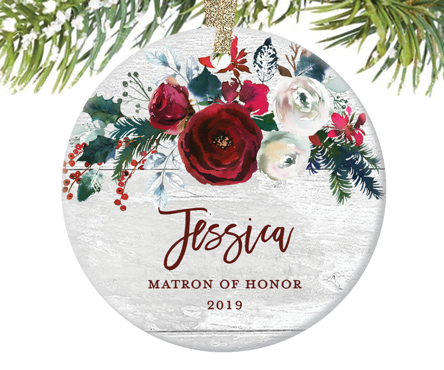 Matron of Honor Christmas Ornament, Personalized | 396