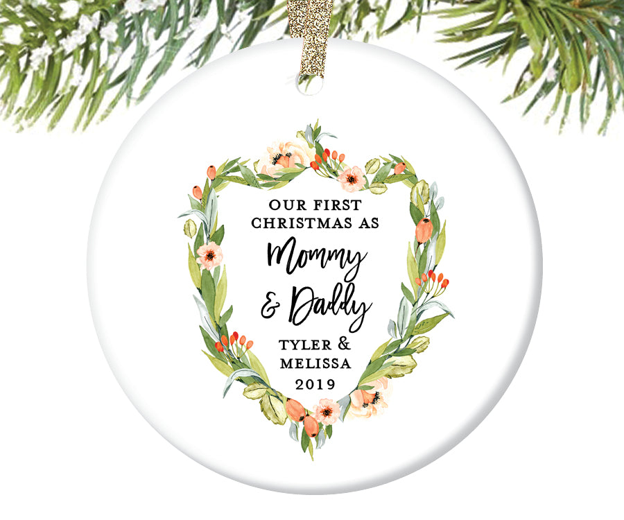First Christmas as Mommy and Daddy Ornament, Personalized | 409