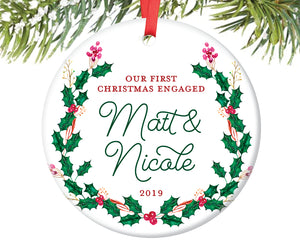 First Christmas Engaged Ornament, Personalized | 415
