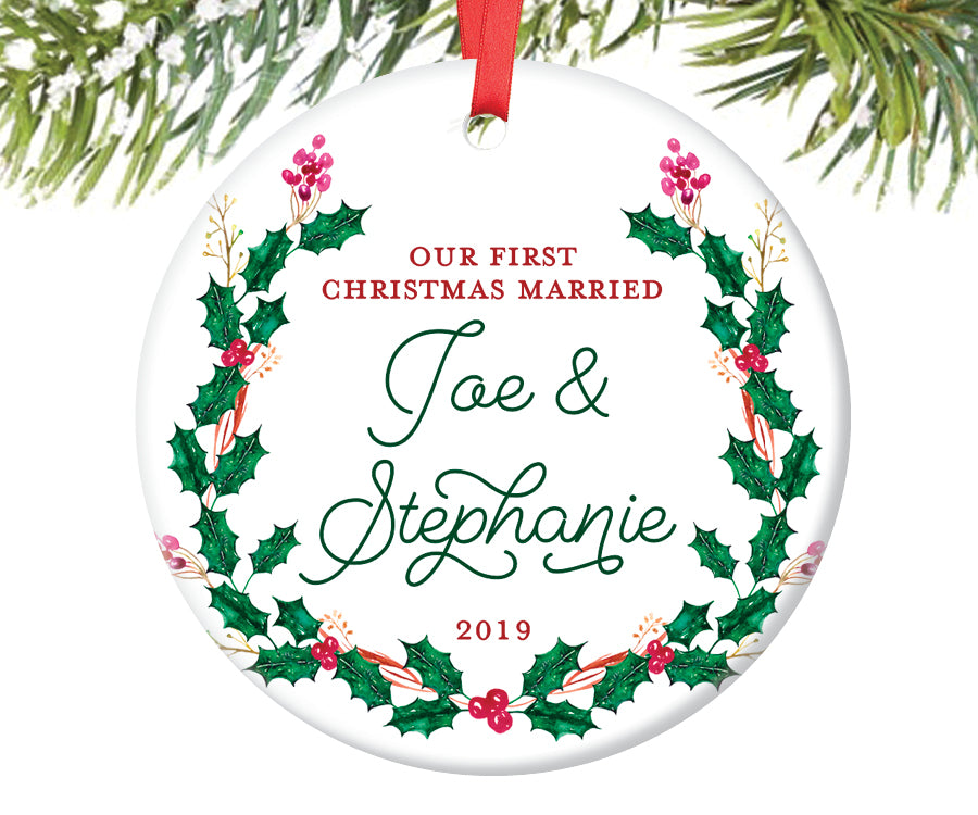 First Christmas Married Ornament, Personalized | 416