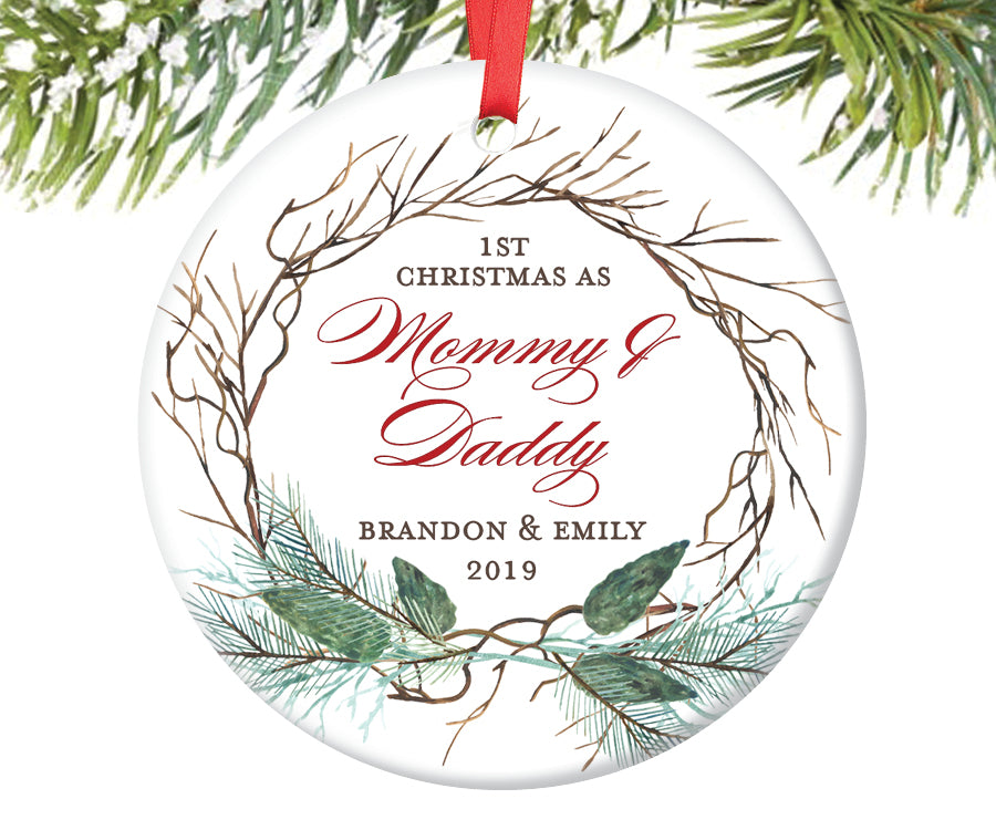 1st Christmas as Mommy and Daddy Ornament, Personalized | 420