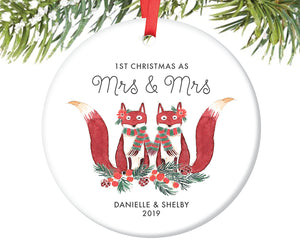 1st Christmas as Mrs and Mrs Ornament, Personalized | 429