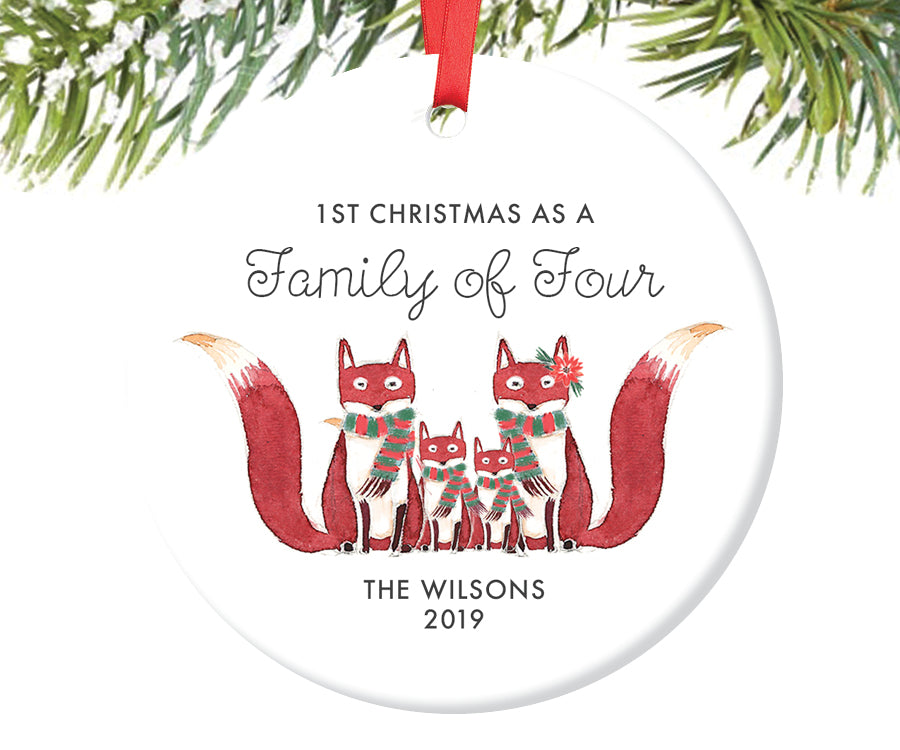 1st Christmas as a Family of Four Ornament, Personalized | 432