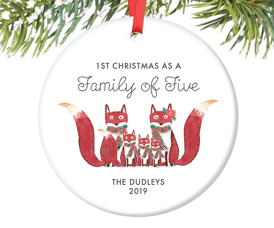 1st Christmas as a Family of Five Ornament, Personalized | 433