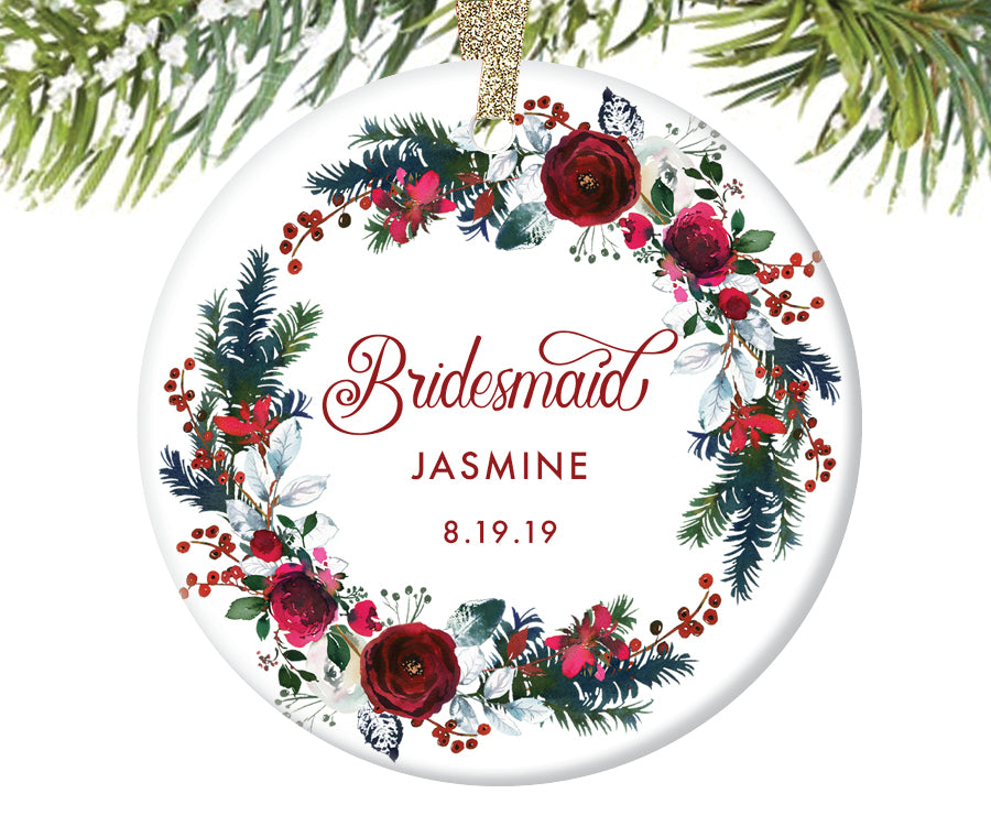 Bridesmaid Christmas Ornament, Personalized | 439
