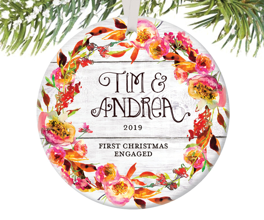 First Christmas Engaged Ornament, Personalized | 447
