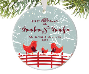 First Christmas as Grandma and Grandpa Ornament, Personalized | 453