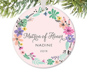 Matron of Honor Christmas Ornament, Personalized | 457