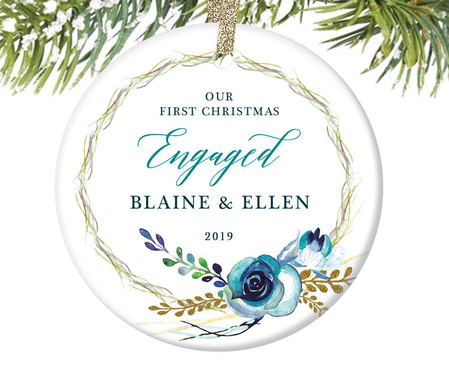 First Christmas Engaged Ornament, Personalized | 466